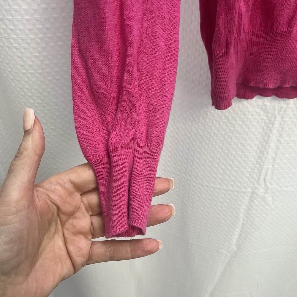 Ralph Lauren Sport Pink Linen Blend V Neck Sweater Golf Tennis Medium Pony - Picture 6 of 9